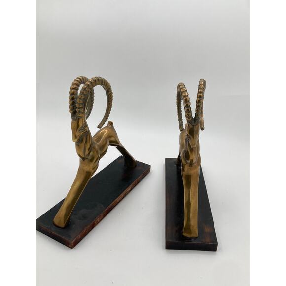 Brass Ibex Bookends – Mid-Century Modern Hollywood Regency Pair - Picture 4 of 7